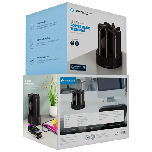 [PPBCHA2681BK] Powerology 8 in 1 WS Power Station 10000mah Blue- [1.0  الوحدات]