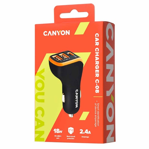 CANYON C-08, Universal 3xUSB car adapter, Input 12...- [0.0  الوحدات]