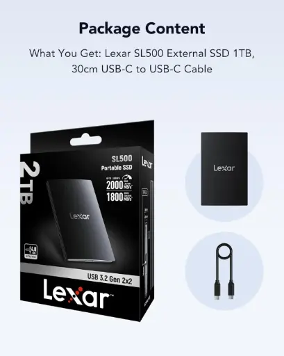 [LSL500X001T-RNBNG] Lexar SSD 1TB External Portable SL500- [0.0  Units]
